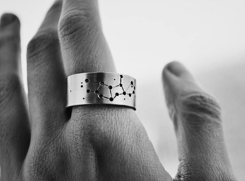 A pair of personalised constellation rings, wedding bands, space wedding bands image 4