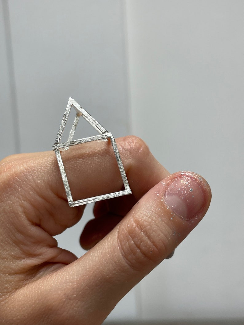 little crooked house, statement ring, pendant, object, sterling silver image 8