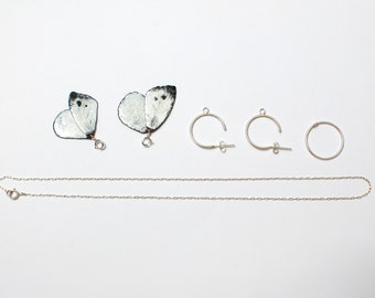butterfly jewelry transformer set, diy jewelry, earrings+pendant+ring, sterling silver