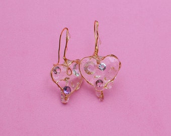 silly heart gold plated earrings