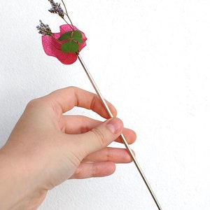 vase hair stick, sterling silver hair pin, flower holder, bridal hair pin image 2