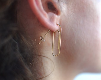 paper clip earrings, fun jewelry, minimalist, geometric jewelry