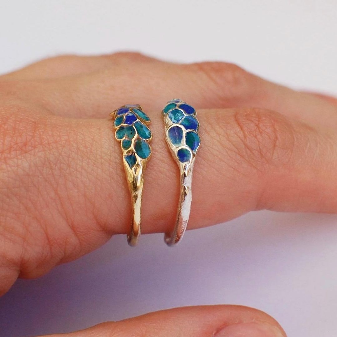 Silver Stackable Rings Ocean Coral Cluster Ring, Stackable Bands, Brass or Silver With Turquoise ...
