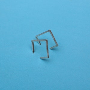 textured sterling silver square hoop earrings image 8