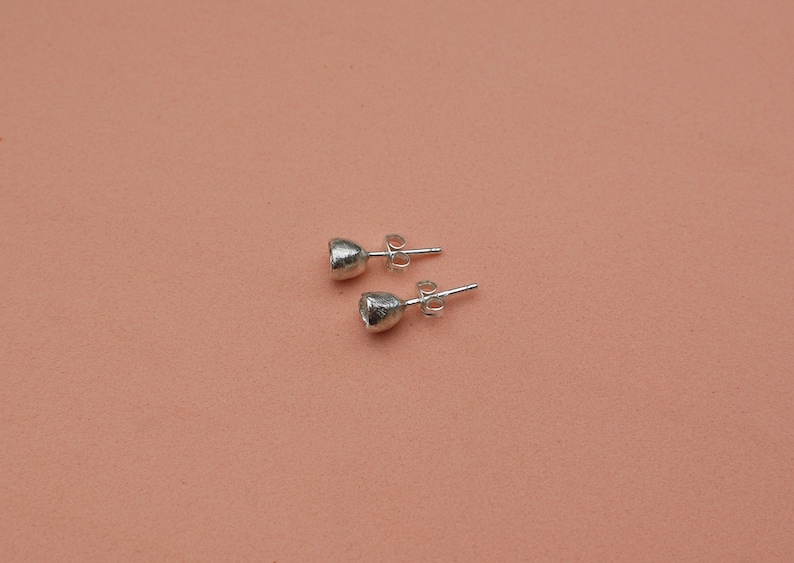 silver cups stud earrings image 4