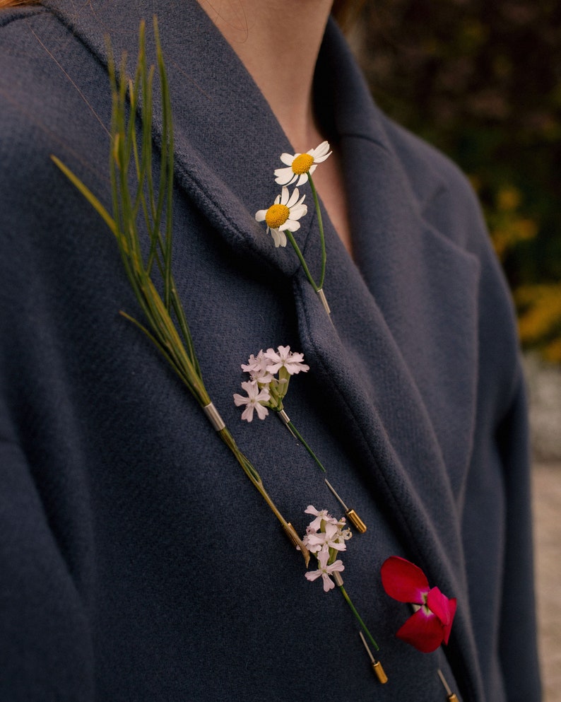 plant holder brooch, flower holder pin, minimalist brooch, boutonniere image 4