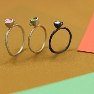 tiny cup ring, cute ring, stackable, matcha image 2