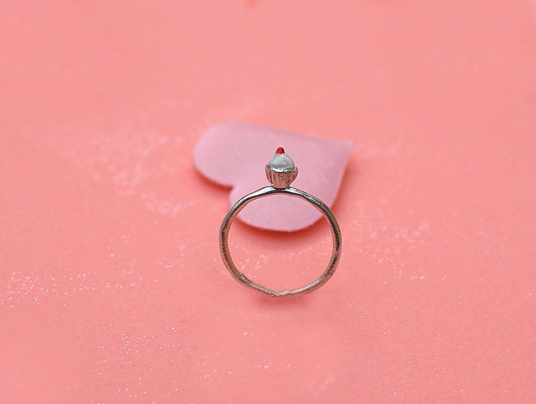 Cupcake Ring Stackable Silver Ring Cute Jewelry Etsy