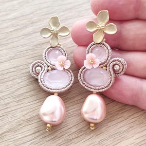 Soutache Earrings for Brides - Floral Design in Various Colors
