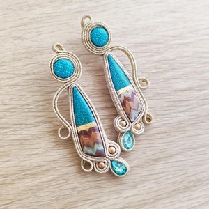 Orecchini soutache turchese e oro
