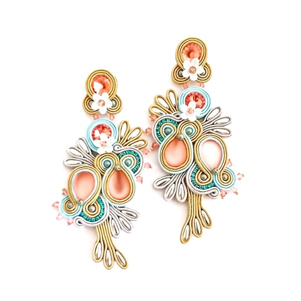 boucles d'oreilles soutache, boucles d'oreilles fleurs