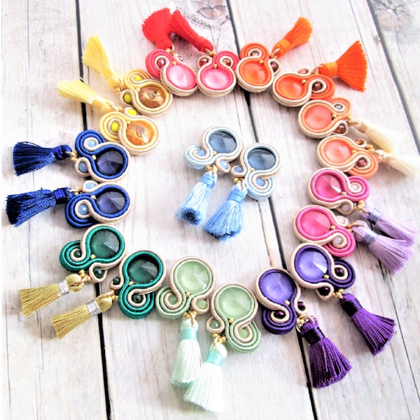 Soutache-Ohrringe, bunte Ohrringe