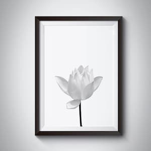 Scandinavian print, Lotus Black and white wall print, Nordic Style Print, Home decor print, Black White Bird digital Print, Minimalist Ar