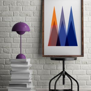 The mountains are calling, mountain poster, printable wall art, instant download, modern minimalist, color print, room decor, Blue, orange