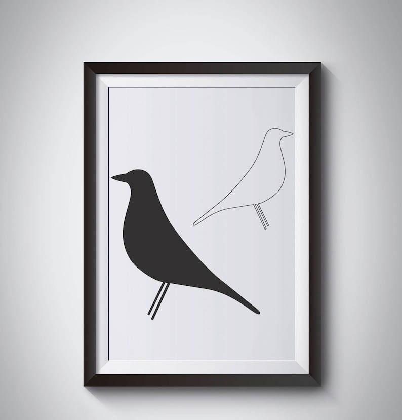 Bird Print Modern Art Large size Scandinavian Poster Instant Download Home Decor Digital download Black and White Minimal Poster