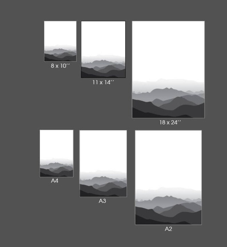 Mountain poster Digital download print Modern minimalist | Etsy