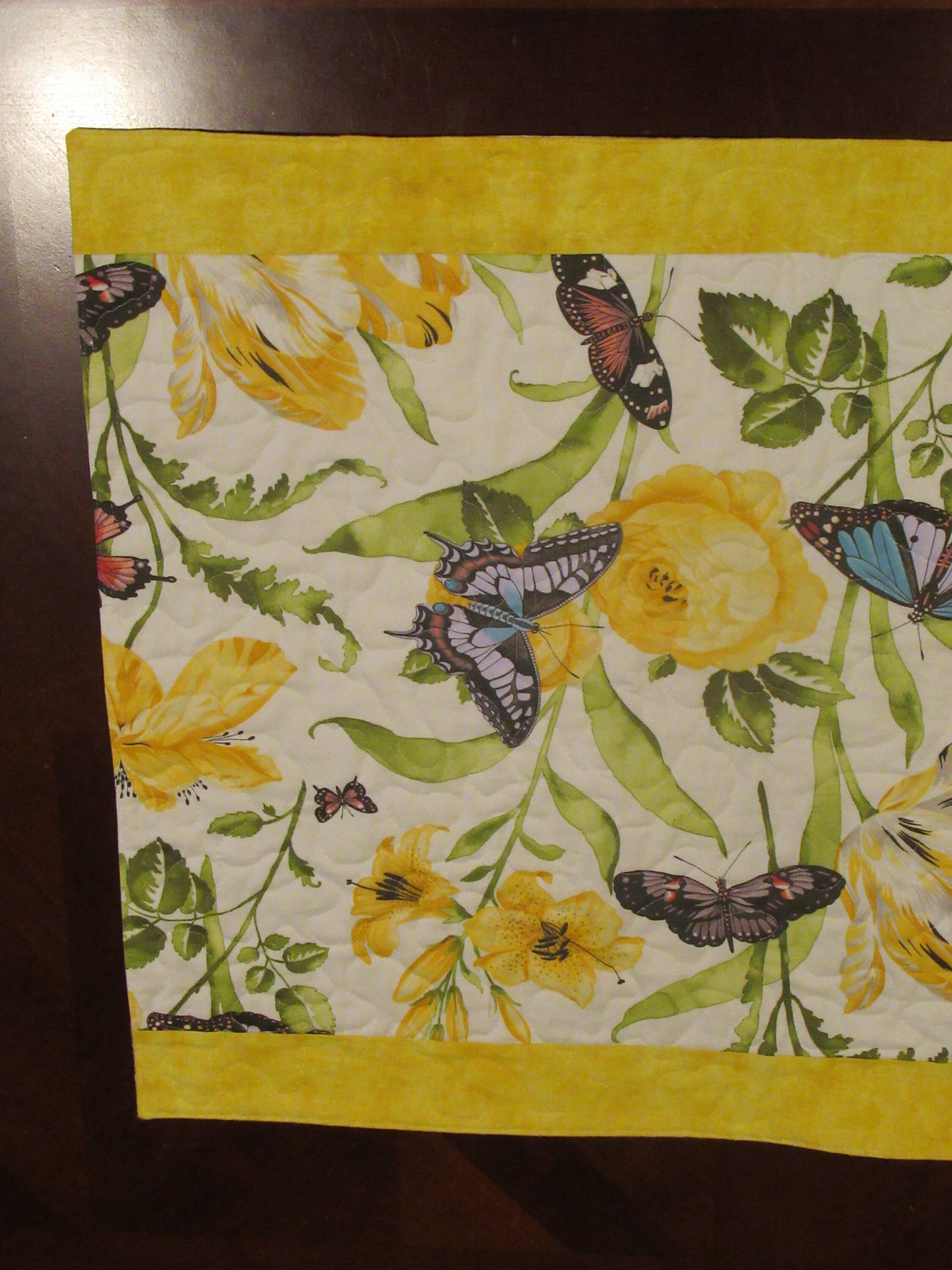 Large Quilted Table Runner With Celtic Twist in Snowflake Fabrics and