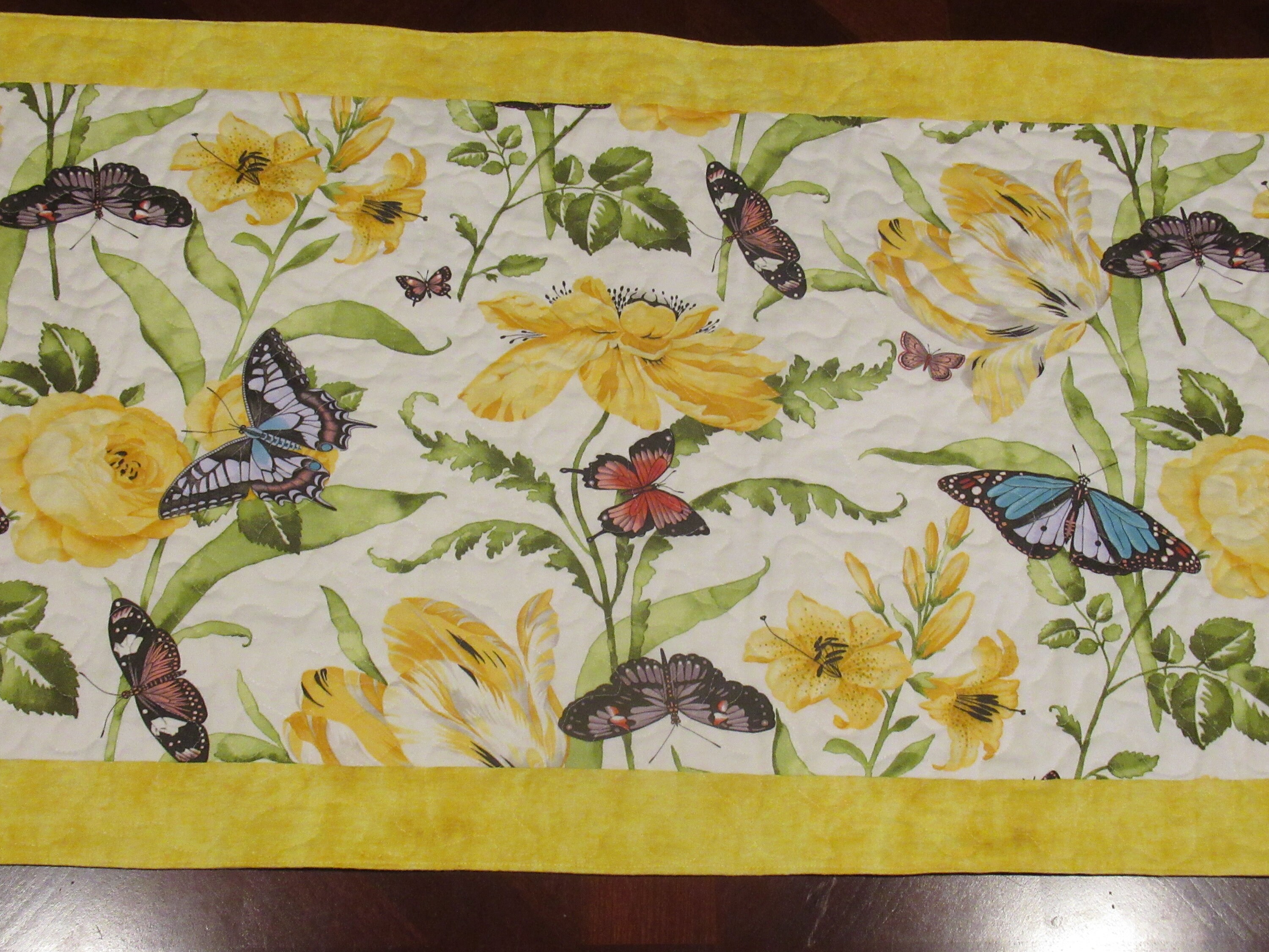 Large Quilted Table Runner With Celtic Twist in Snowflake Fabrics and