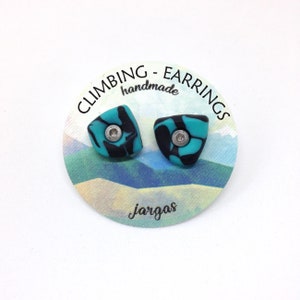 Climbing hold earrings / blue and black