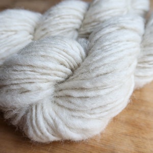 Handspun Whitefaced Woodland yarn - slubby single white wool