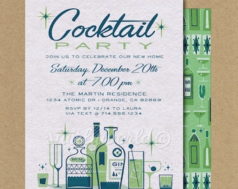 RETRO COCKTAIL PARTY Ad Vintage Bar Poster Retro Mid-Century Champagne Ad