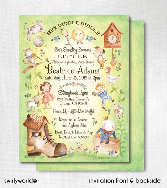 mother goose baby shower invitations
