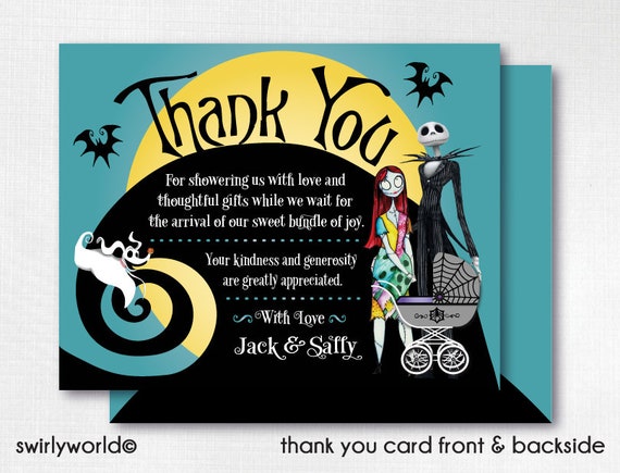 Nightmare Before Christmas Baby Shower Thank You Cards Etsy