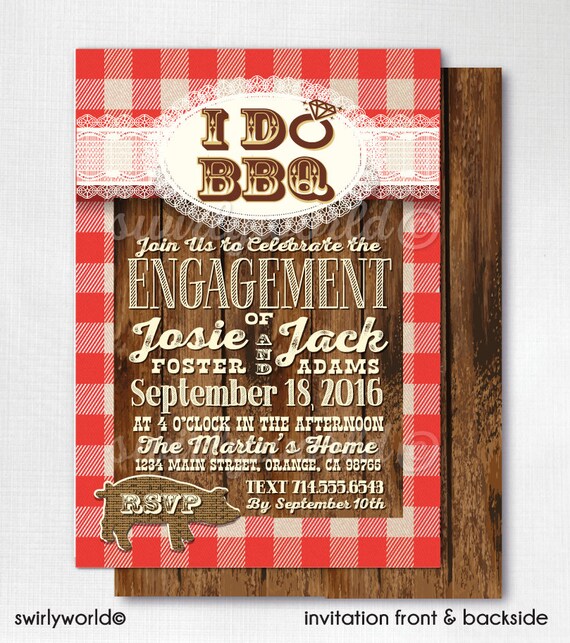 I Do Bbq Engagement Party Invitations Barbecue Engagement Etsy