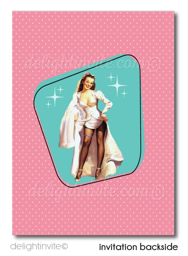 Retro Pin-Up Bridal Shower Invitations Unique Bridal Shower Invitations for Rockabilly Bride Pink Retro Bridal Shower Invites