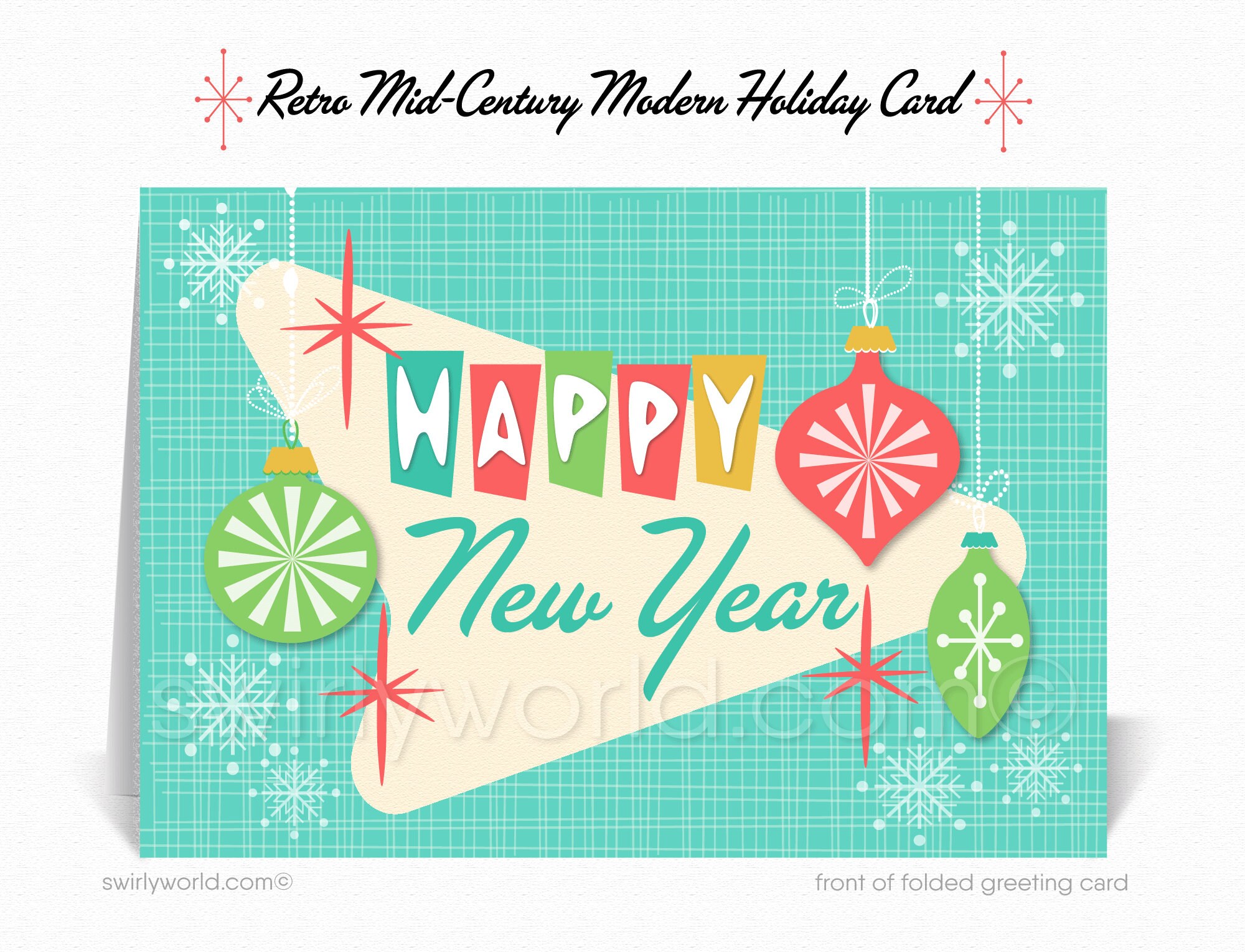 MidCentury Modern Happy New Years Cards Printed Retro MCM Etsy
