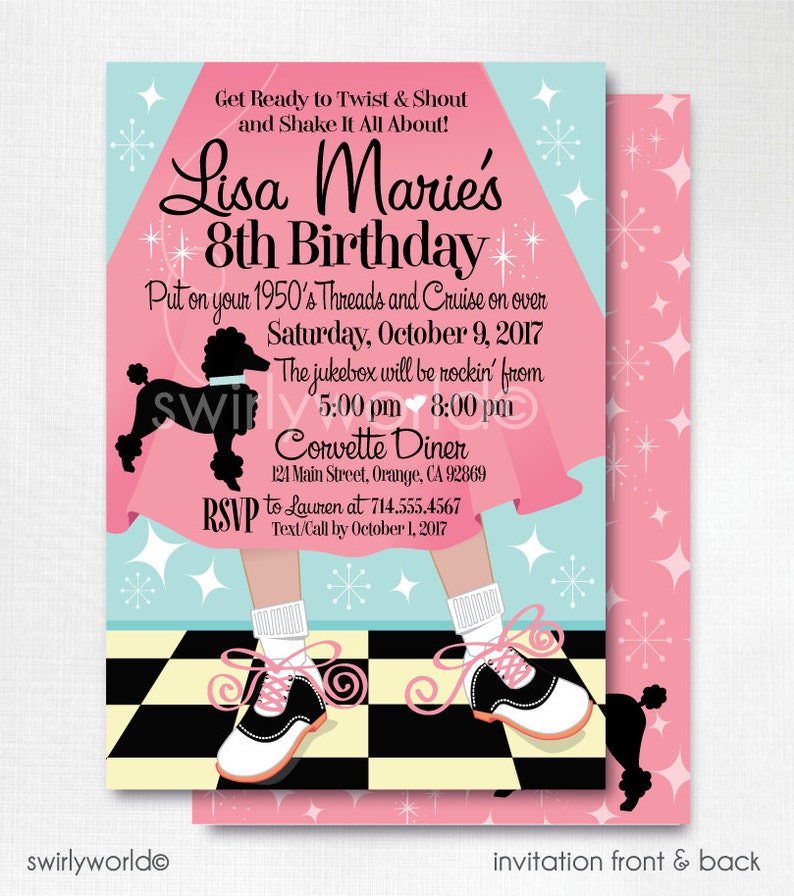 1950s Party Invitations Unique Birthday Party Ideas And Themes