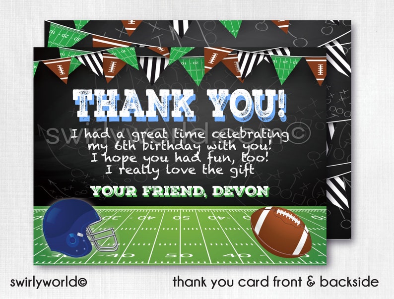 DIGITAL Football Birthday Party Thank You Cards. Sports Themed | Etsy