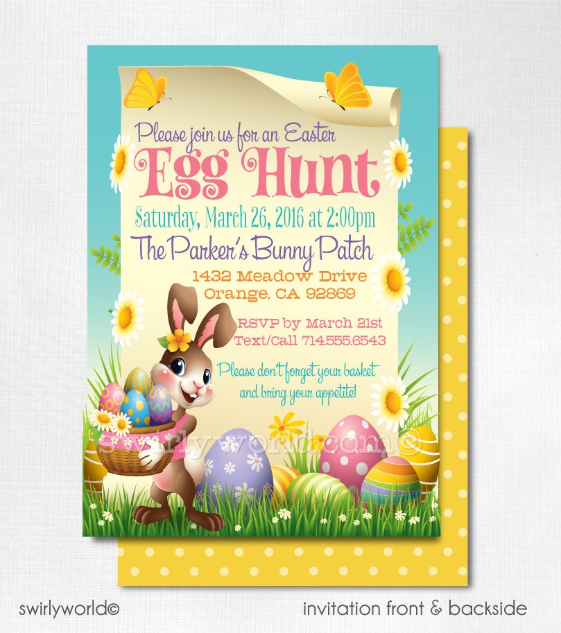 Easter Party Invitations Egg Hunt Easter Invites Easter ...