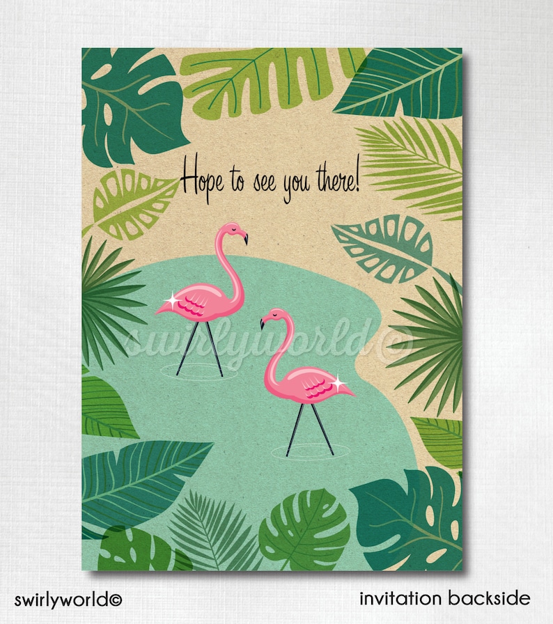 Mid Century Modern Let/'s Flamingle Invitation Mid-century modern summer invite Retro Modern Palm Springs Pool Party Design DI-3050