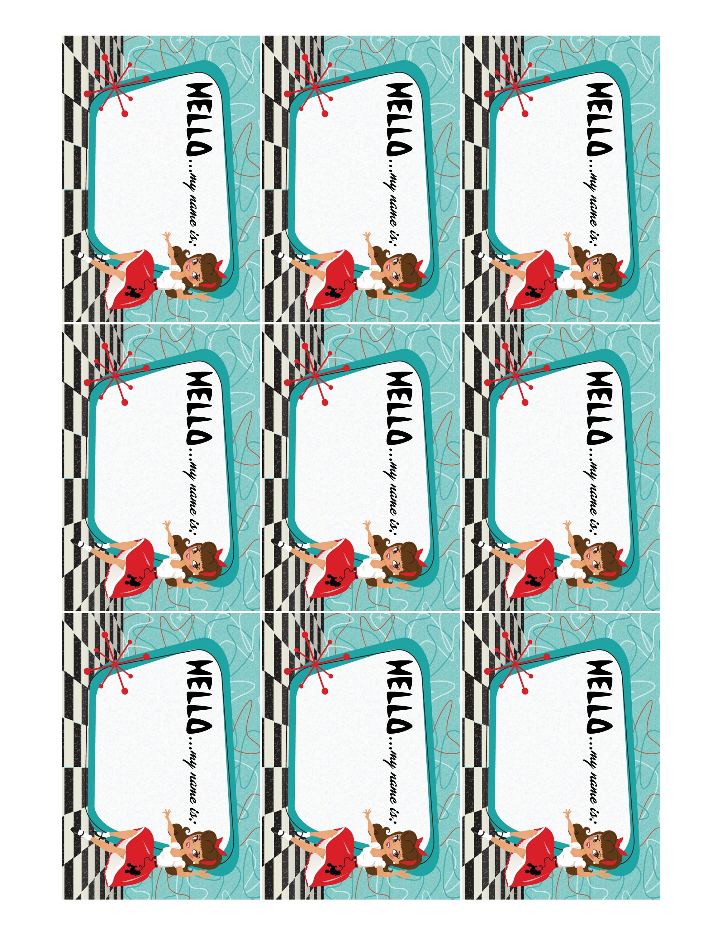 Digital Greaser Rockabilly Party Name Tags. 1950's Retro Etsy Canada