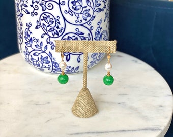 Pearl Shell Beaded Earrings Jade