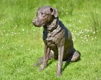 Sitting Labrador 2 Dog Statue | Large Bronze Resin Sculpture | Outdoor Garden Life-Size Animal Art, by Tanya Russell