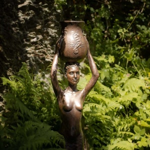 Welsh Mermaid with Urn Statue | Bronze Resin Sculpture | Outdoor Garden Life-Size Figure Art, by Tanya Russell MRBS