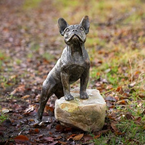 MADE WHEN ORDERED French Bulldog Standing on Stone Dog Statue | Foundry Bronze Metal Sculpture | French Bulldog Art, by Tanya Russell