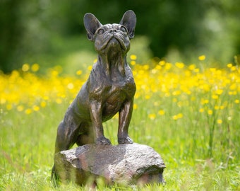 フレンチブルドッグ、大理石のベース上の犬の銅像、限定版、ArtDog
