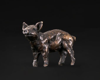 Foundry Bronze Little Piglet Animal Statue | Small Bronze Metal Sculpture | Wildlife Gift Ornament | Piglet Art, by Tanya Russell MRBS