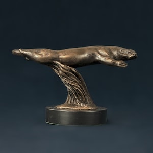 Swimming Otter Animal Statue | Small Bronze Ornament | Bronze Resin Sculpture | Wildlife Otter Gift, by Tanya Russell MRBS