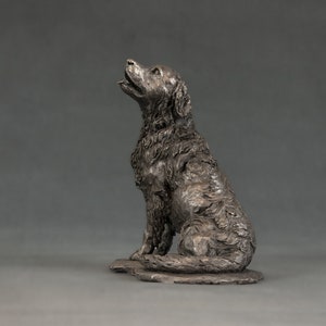 Sitting Retriever Dog Statue | Small Bronze Ornament | Bronze Resin Sculpture | Animal Retriever Gift, by Tanya Russell MRBS