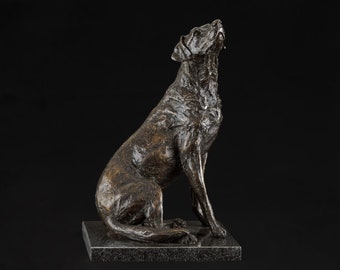 GEMAAKT WANNEER BESTELD Gieterij Brons 'Affection' Zittend Labrador Hond Standbeeld | Bronzen metalen sculptuur | Bronzen Labrador, door Tanya Russell