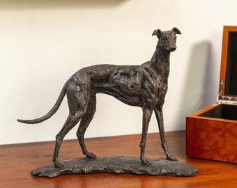 Standing Greyhound Dog Statue | Small Bronze Ornament | Bronze Resin Sculpture | Greyhound Animal Gift, by Tanya Russell MRBS