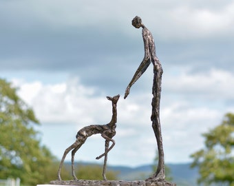 MADE WHEN ORDERED Trust, Woman and Deer Statue | Bronze Resin Sculpture | Outdoor Garden Figure and Deer Art, by Tanya Russell