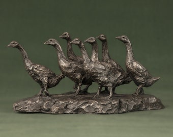 MADE WHEN ORDERED Gaggle of Geese Animal Statue | Small Bronze Ornament | Bronze Resin Goose Sculpture Gift, by Tanya Russell