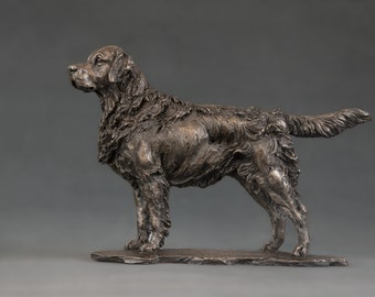 Standing Retriever Dog Statue | Small Bronze Ornament | Bronze Resin Sculpture | Animal, Dog Retriever Gift, by Tanya Russell MRBS
