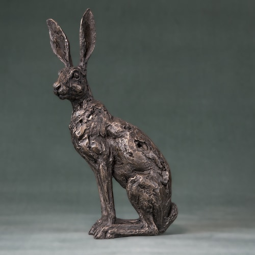 Alert Bronze Sitting Hare Rabbit Statue Sculpture Ornament Home Gift Present Alert Bronze Sitting Hare Rabbit Statue Sculpture Ornament Home Gift Present