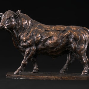 Foundry Bronze Walking Bull Animal Statue | Bronze Metal Sculpture | Farm Animal Gift Ornament | Bull Art, by Tanya Russell MRBS